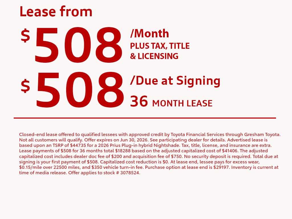 2026 Toyota Prius Plug-In Hybrid Nightshade