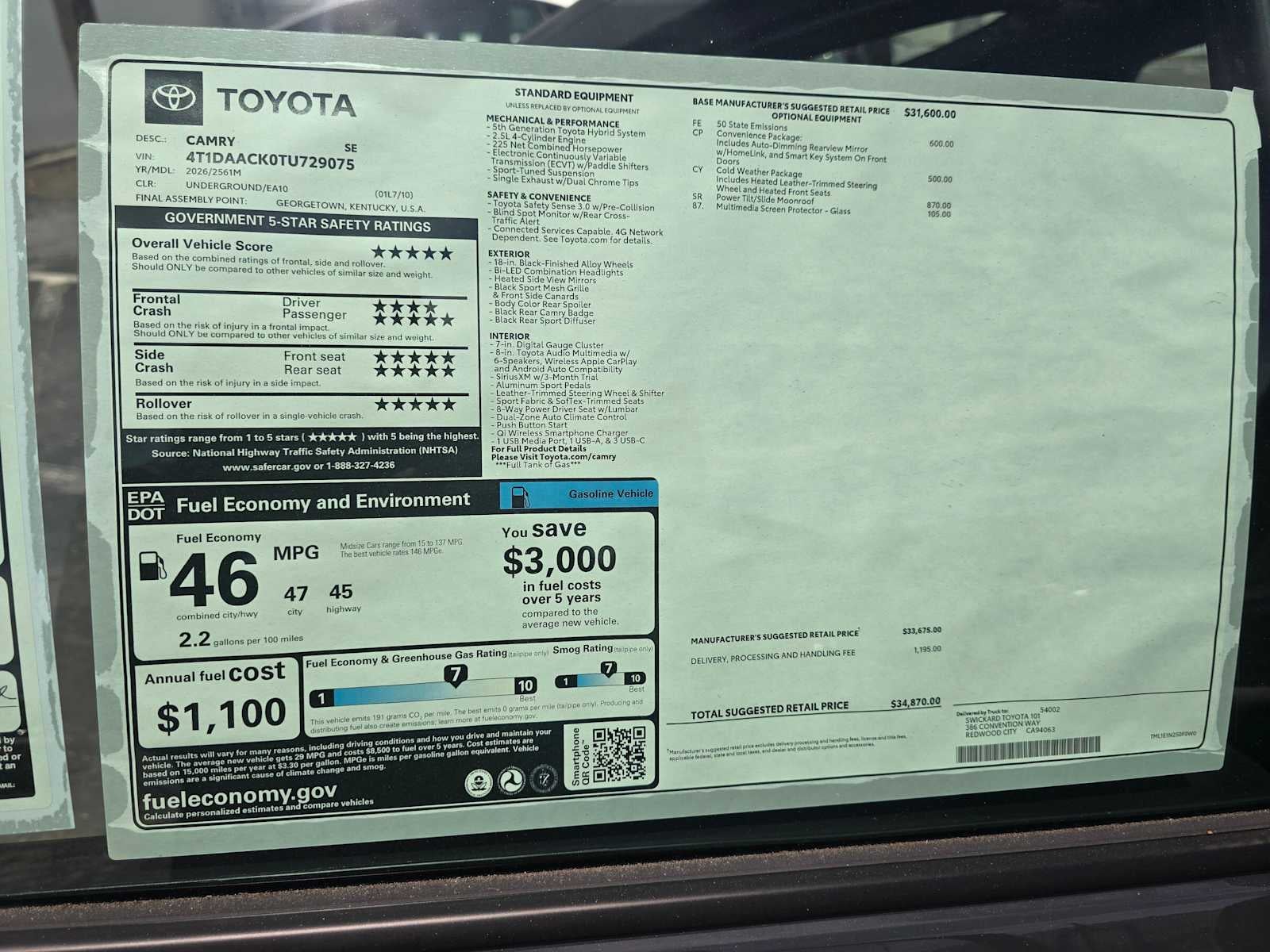 2026 Toyota Camry SE