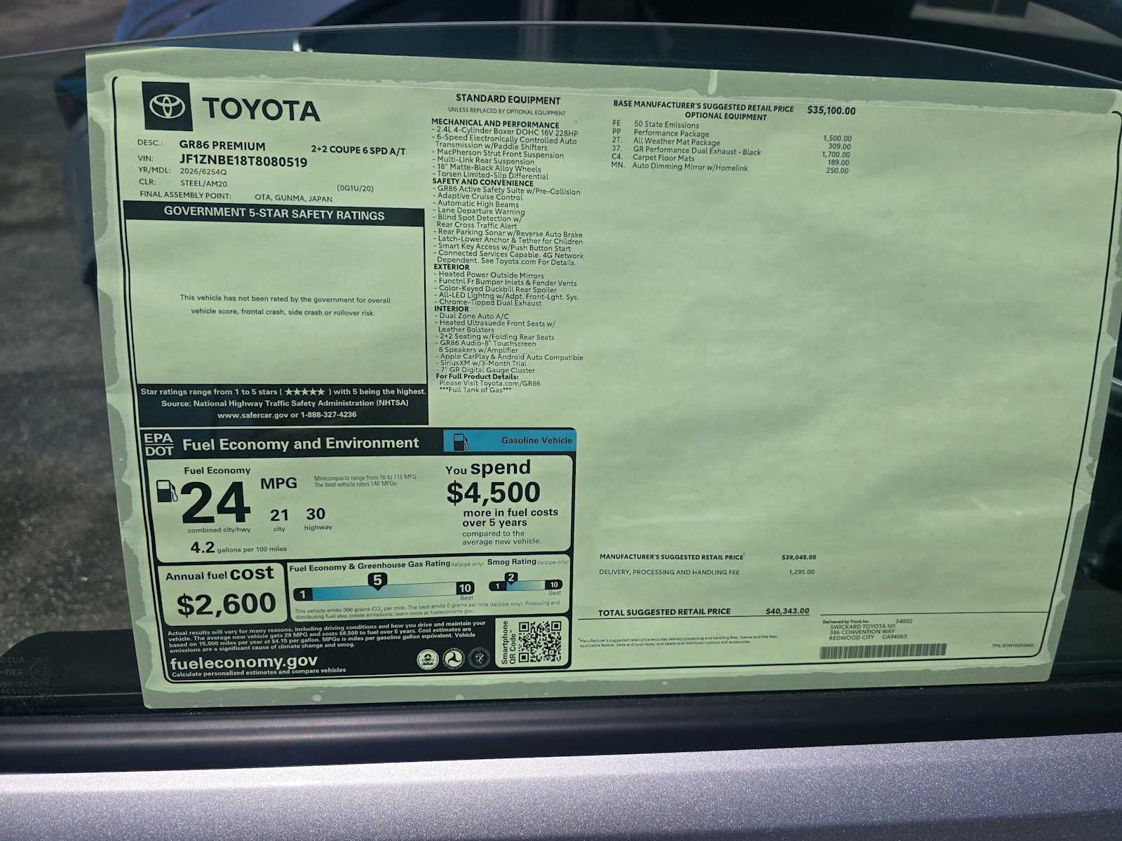 2026 Toyota GR86 Premium AT