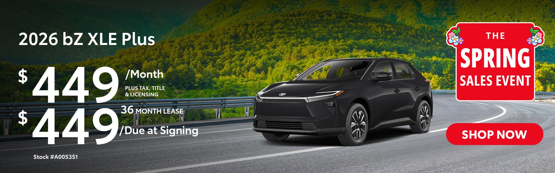 2026 bZ XLE Plus FWD Lease from $449 per month for 36 months