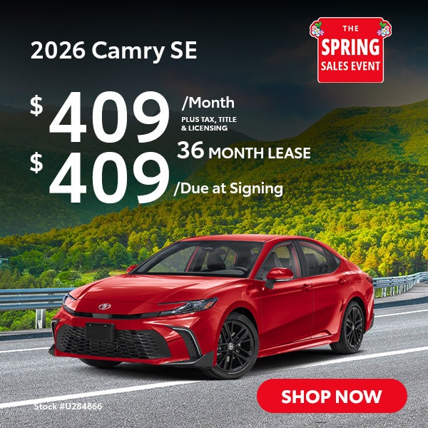 2026 Camry SE Lease from $409 per month for 36 months.