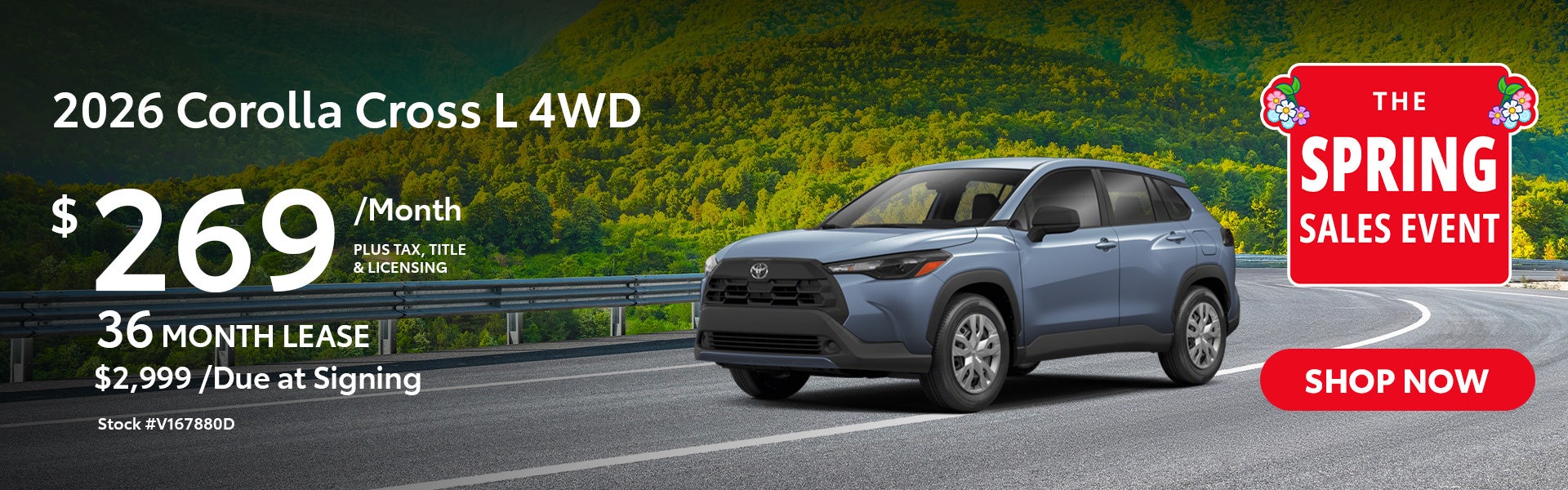 2026 Corolla Cross L 4WD Lease for $269 per month for 36 mon