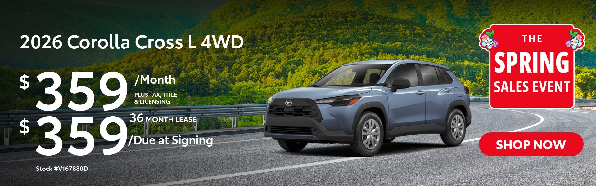 2026 Corolla Cross L 4WD Lease from $359 per month for 36 mo