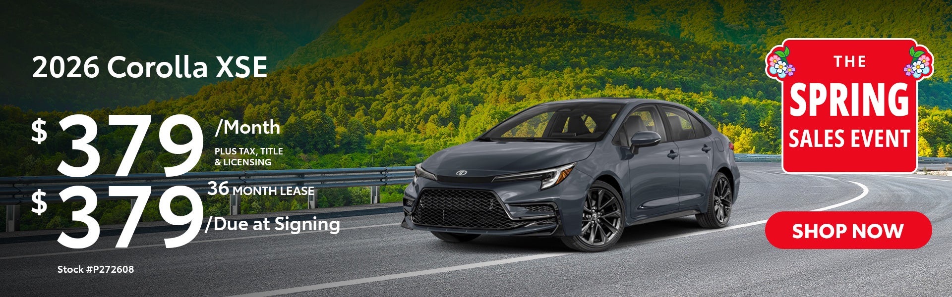 2026 Corolla XSE Lease from $379 per month for 36 months.