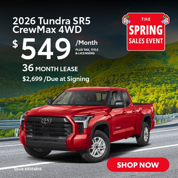 2026 Tundra SR5 CrewMax 4WD Lease for $549 per month for 36 