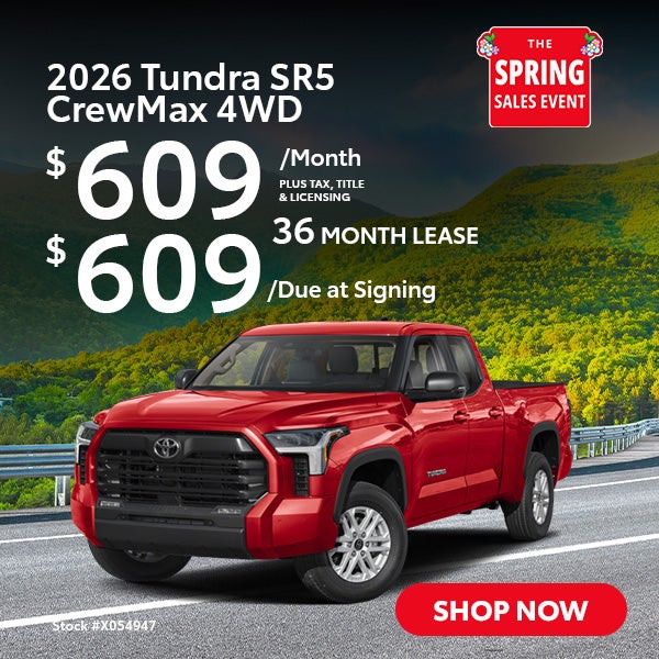 2026 Tundra SR5 CrewMax 4WD Lease for $549 per month for 36 
