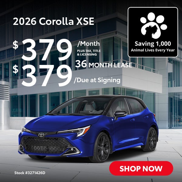 2026 Toyota Corolla XSE Lease from $379/mo, $379 due at sign