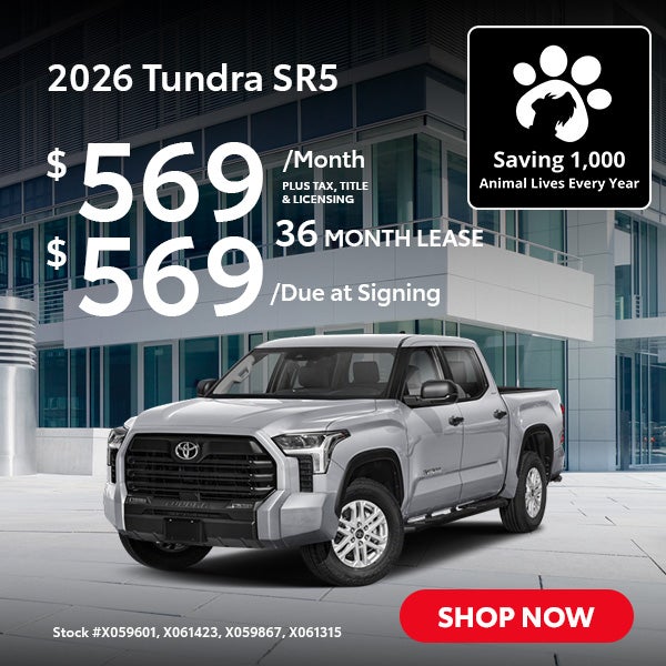 2026 Toyota Tundra SR5 Lease from $569/mo, $569 due at signi