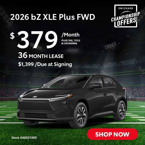 2026 bZ XLE Plus FWD Lease for $379 per month for 39 months.