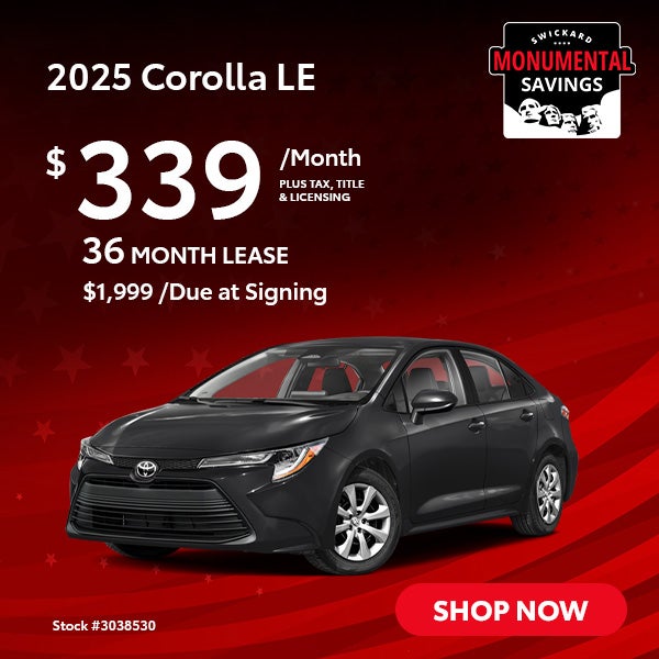 2025 Corolla LE Lease for $339 per month for 36 months.