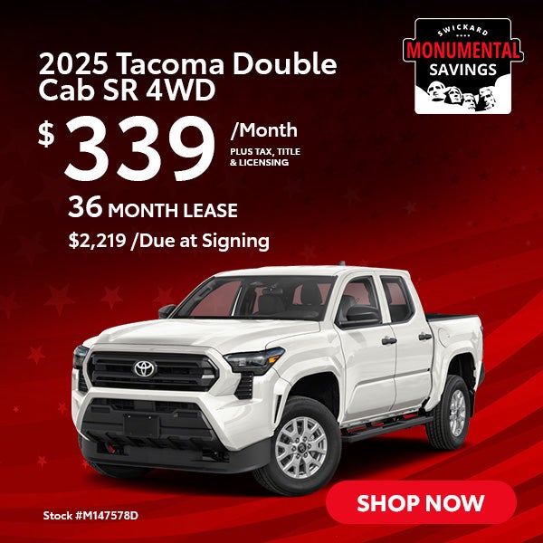 2025 Tacoma Double Cab SR 4WD Lease for $339 per month for 3