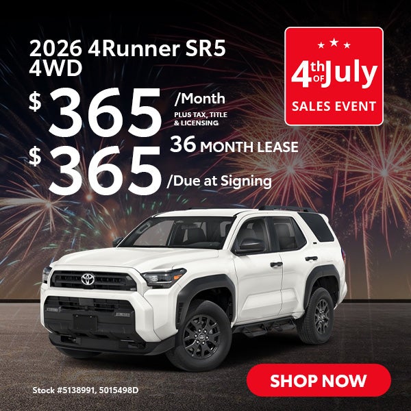 2026 Toyota 4Runner SR5 Lease from $365/mo, $365 due at sign