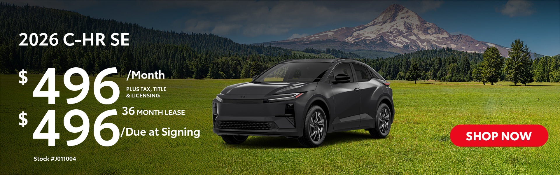 2026 Toyota C-HR SE Lease from $496/mo, $496 due at signing