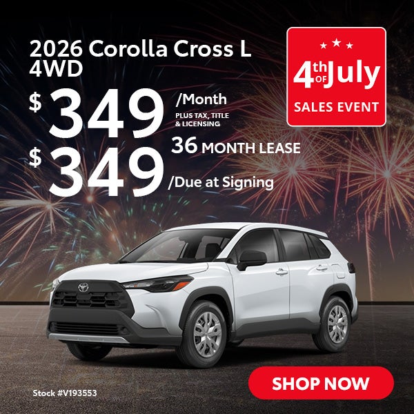 2026 Toyota Corolla Cross L Lease from $345/mo, $345 due at 