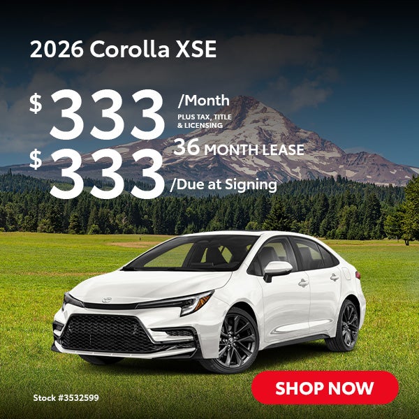 2026 Toyota Corolla XSE Lease from $333/mo, $333 due at sign