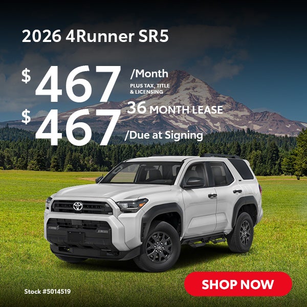 2026 4Runner SR5 Lease from $467/mo, $467 due at signing