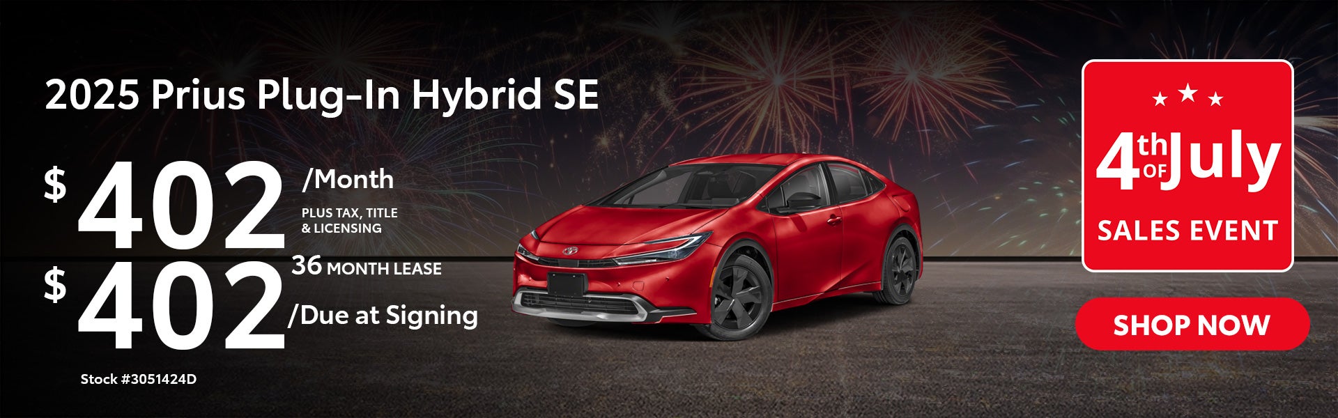 2025 Prius Plug-In Hybrid SE Lease from $402/mo, $402 due at