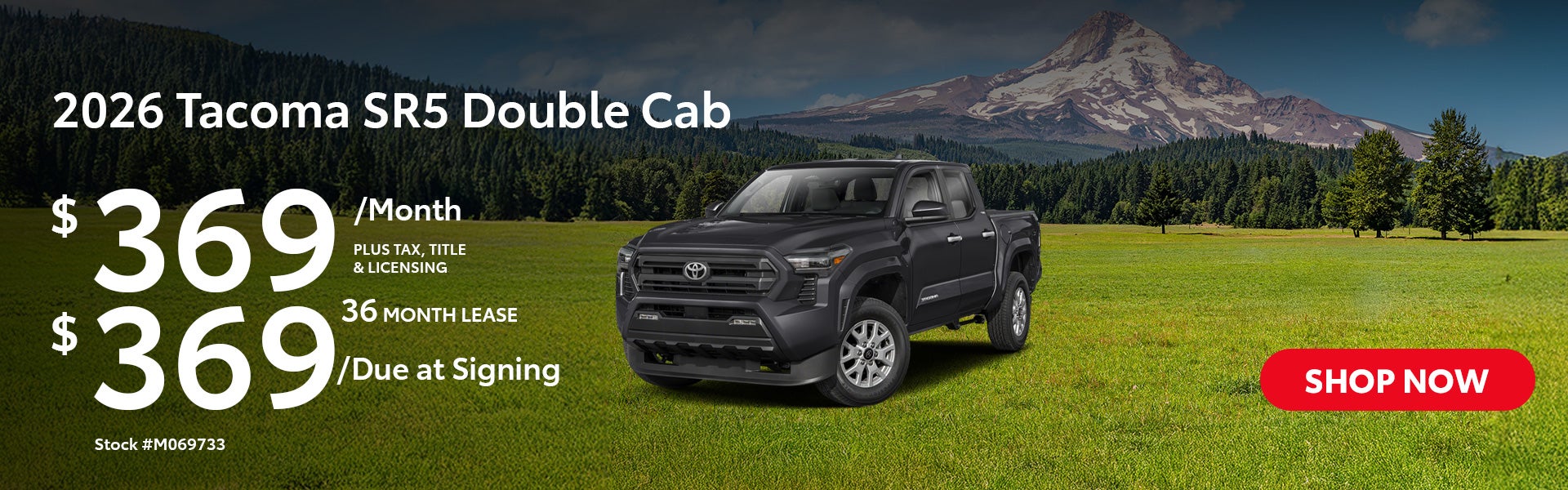 2026 Tacoma SR5 Double Cab Lease from $369/mo, $369 due at s