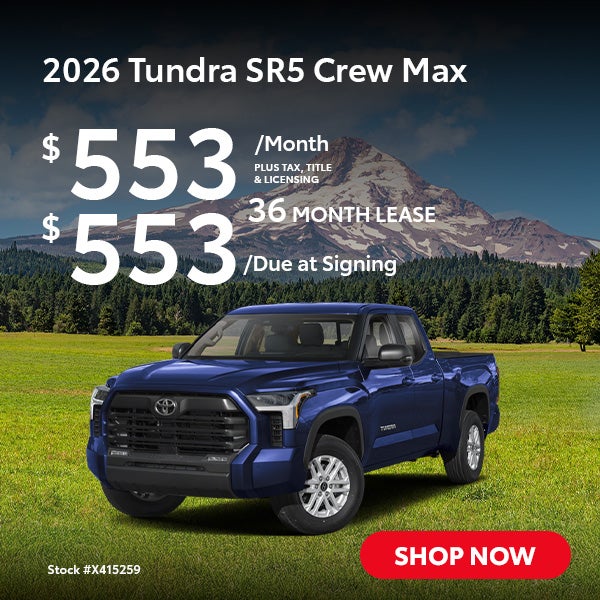 2026 Tundra SR5 Crew Max Lease from $553/mo, $553 due at sig