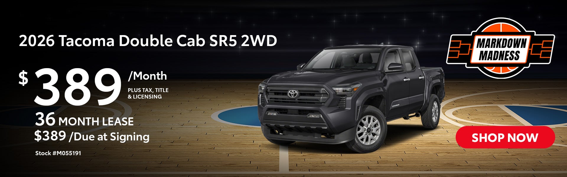 2026 Tacoma SR5 Double Cab 2WD Lease for $389 per month for 