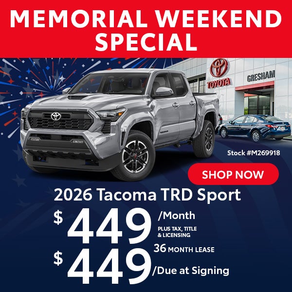 2026 Tacoma SR5 Lease from $369/mo, $369 due at signing