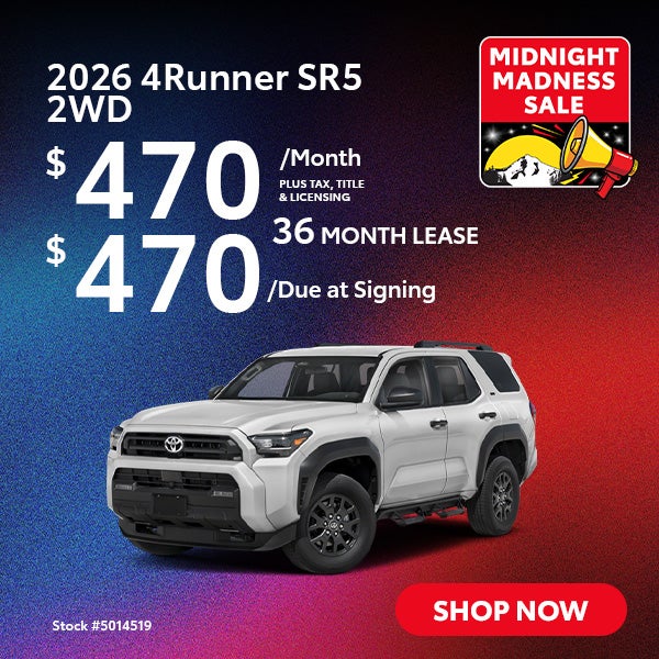 2026 4Runner SR5 2WD Lease from $470/mo, $470 due at signing