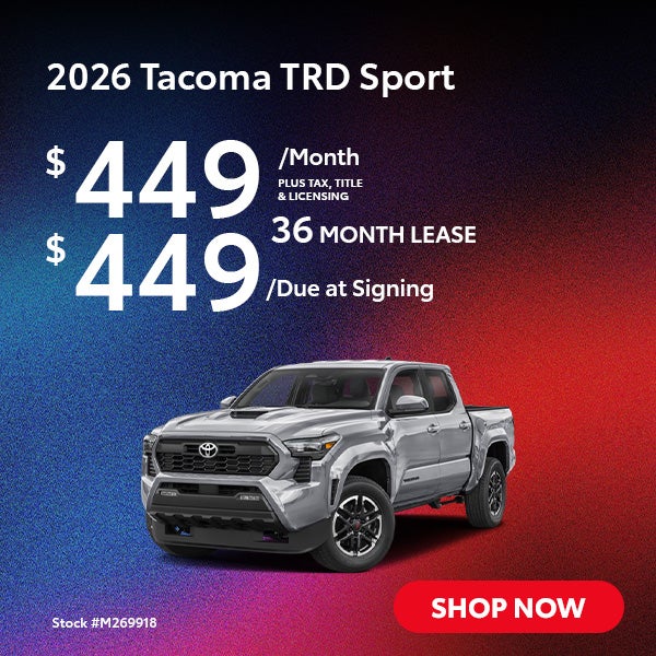 2026 Tacoma SR5 Lease from $369/mo, $369 due at signing