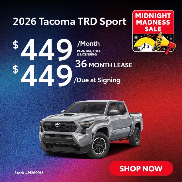 2026 Tacoma SR5 Lease from $369/mo, $369 due at signing