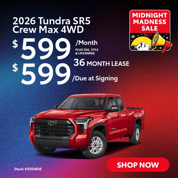 2026 Tundra SR5 Crew Max 4WD Lease from $599/mo, $599 due at